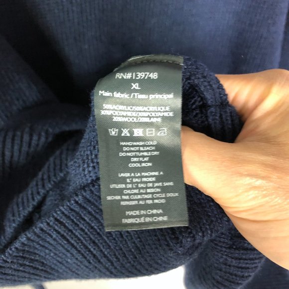 Slate and Stone Navy Gray Stripe Crew Neck Sweater Size XL - Picture 7 of 7